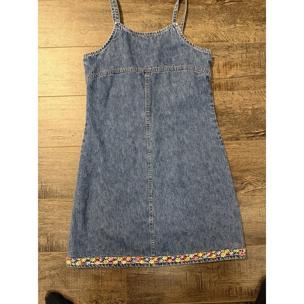 Vintage 90s Esprit Denim Daisy Trim Mini Dress Women XS S Tagged Girls 16